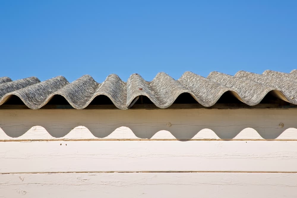 Old,Aged,Dangerous,Roof,Made,Of,Corrugated,Asbestos,Panels,-